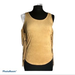 Faux buckskin w/ fringe tank top tan size XS Rue21